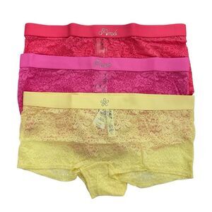 Victoria Secret PINK Boyshort Panties Lace Womens Medium Wink VS Panty LOT OF 3